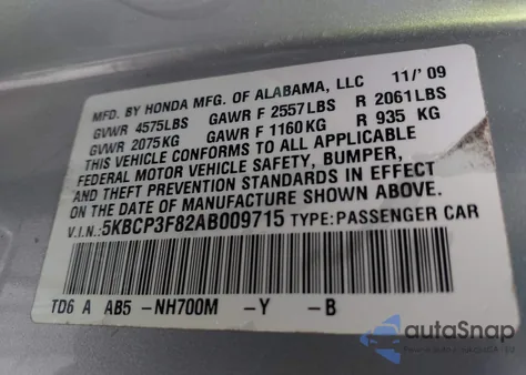 2010 Honda Accord 3.5 Ex-L from USA, damaged, VIN 5KBCP3F82AB009715